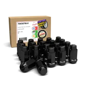 70k567blk Coyote Accessories For Ford E-250 Econoline 75-85 Lug Wheel Installation Kit Black Cone Seat Acorn