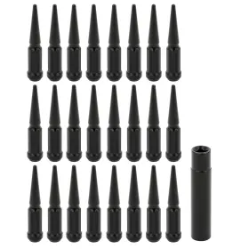 12283251 Csdex 24pc M14x2 Black Spline Spike Wheel Lug Nuts 1 Tool For 2000-02 Ford Excursion