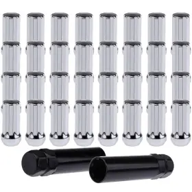12391979 Csdex 32pcs 9/16 Inch -18 Spline Lug Nuts Chrome 2 Keys For Ford F350 And E350 Econoline