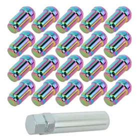 Chrome12 Cssunny 10980777 20pcs Neo 1.5mm 1.38 Inch Tall Wheel Lug Nuts 1 Key For 2004-14 Acura Tsx