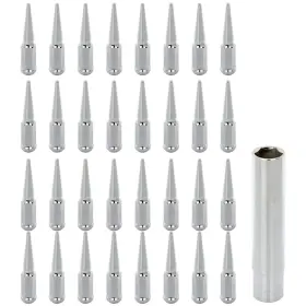 11371087 Cssunny 32 Chrome M14x1.5 Spine Spike Lug Nuts 1 Key For 1998-2016 Toyota Land Cruiser