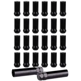 11371101 Cssunny 24pcs 14x1.5mm 2.00ftft Tall Black Lug Nuts And 2 Keys For 2002-15 Cadillac Escalade