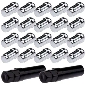 11371103 Cssunny 20pcs Chrome 1/2 Inch -20 1.38 Tall Lug Nuts And 2 Keys For Ford Explorer Mustang
