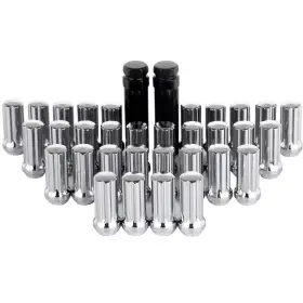 11371110 Cssunny 32pcs Chrome 2 Inch Tall 14mm 1.5 7 Spline Lug Nuts And Keys For Ram 1500 2500 3500