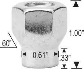 2-20lh Cwa 4814op 10 Et Style Open End Lug Acorn Nuts 1/2-20lh Left Hand Thread Chrome 13/16 Inch Hex