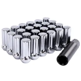 001-24s1 Dcvamous 24 Pc 14x1.5 Lug Nuts Chrome 7-spline 24pc Flat Top Silver