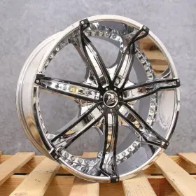 Dna-229blnk1378 Diablo Dna Chrome Black Inserts 22x9.5 13 6x139.7 Wheels Set Of Rims