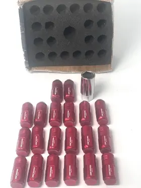 Dna-lnztl9020125rd Dna Motoring 20pcs 50mm Red Aluminum 20mm Od M12x1.25 Conical Closed-end Lug Nuts Plus Socket