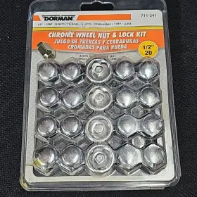 711-241 Dorman Chrome Wheel Nut And Lock Kit 1/2 Inch 20 Locks 1 Key Nib New Sealed
