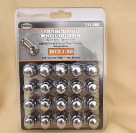 M12-1.50 Dorman 711-355 Chrome Spline Drive Acorn Nut 20 Lock Key Locking Lug