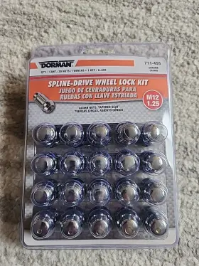 M12-1.25 Dorman 711-455 Chrome Spline Drive Lug Nuts - 20 Pack