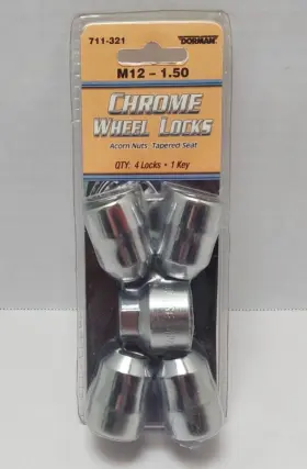 M12-1.50 Dorman 711321 Chrome Wheel Lug Nut Lock / #711-321 4 Locks 1 Key - New