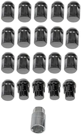 713-275a Dorman 20 Black Acorn Wheels Rims Lock Lug Nuts Set 1/2 Inch Thread