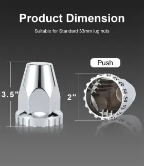 Tr-hbc04-push-20 Dream Apparel 100 Pack Chrome Plastic Push On Lug Nuts 33mm X 2.78mm Car Wheel Rim Accessories