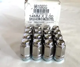 96108ss Duplex Acorn Lug Nuts 14mm X 2mm Stainless Steel Box Of 16 Pcs
