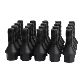 20pc-14x1.5-27mm-cs-bk Dynofit 14x1.5 Lug Bolts 27mm Shank Oe Length 20pcs Cone Seat Black For Vw And Audi