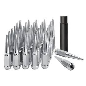 Dynofit 604270163214 14mmx1.5 Chrome Wheel Spike Lug Nuts With Socket Key For Chevy/gmc
