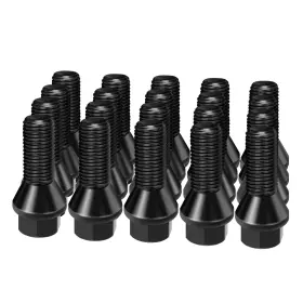 Wb1415t27b-10 Dynofit 14x1.5 Lug Bolts Black 27mm Shank 20pcs For Audi Vw Porsche Conical Seat