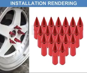Ecp112283 Eccpp 20x M12x1.5 Red Cap Spiked Arrow Style Racing Aluminum Lug Nuts For Honda Acura