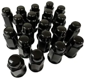 Blklugs20 Ecustomrim 20-pk Black Solid 1/2 Inch Lug Nuts For Trailer Wheels Acorn Bulge 1/2-20 Thread