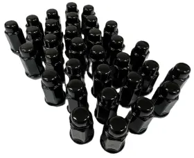 Blklugs32 Ecustomrim 32-pk Black Solid 1/2 Inch Lug Nuts For Trailer Wheels Acorn Bulge 1/2-20 Thread