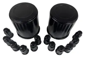K375tblk-2 Ecustomrim 2-pk Trailer Wheel Black Cap And Lug Set With 12 Painted Lugs 3.75 Inch Center