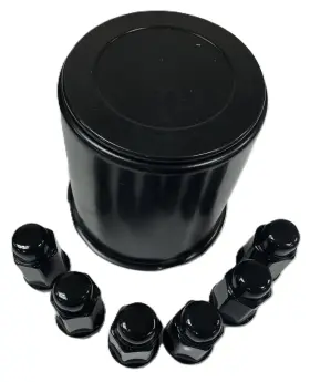 K375ttblk Ecustomrim Trailer Wheel Lug And Cap Set - Black Hub Cover 6 Painted Lugs 3.75 Inch Center