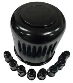 K490tblk Ecustomrim Trailer Wheel Lug And Cap Set Black Hub Cover 8 Painted Lugs 4.90 Inch Center