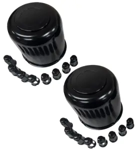 K490ttblk-2 Ecustomrim 2-pk Trailer Wheel Black Cap And Lug Set With 16 Painted Lugs 4.90 Inch Center