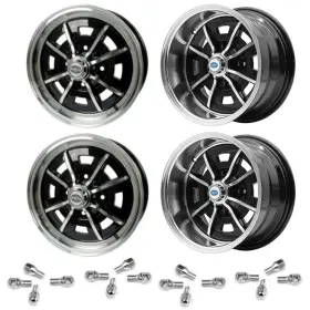 32167 Empi /set Of 4 15 Inch X 5 And 8 Vw Bug Lug Black Sprint Star Wheels/lug
