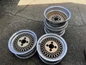 Enkei 4x114.3 4x4.5 14x6 Mesh Gold Wheels Rims Vintage Racing Classic Polished Lip 92 192 Jdm