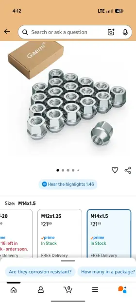Ea1415ohx20 Epoch Auto Parts Set 20 14mm X 1.5 Open End Bulge Lug Nut Nuts 3/4 Inch Hex M14x1.5