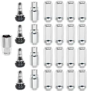 Wk56 Excalibur Wheel Accessories 1/2 Inch Bulged Acorn Lug Nut - Valve Stem And Lock Set For 17 Cragar S/s 61