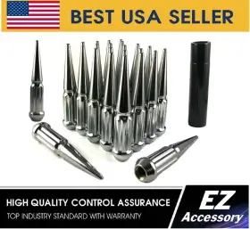 Spl55716chr Ezaccessory 20 Pc Solid Spline Spike Lug Nuts Kit Chrome 1/2 Inch Ford Bronco T-bird