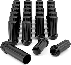M14x1.5 Flycle 778836658756 14x1.5 Wheel Lug Nuts 24 Pcs Black Nut 24pcs