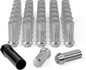 M14x1.5 Flycle Fy25788 Wheel Lug Nuts 32pcs Chrome 14mmx1.5 Spline 14x1.5