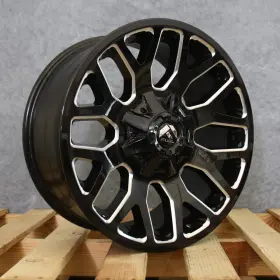 D60720901857 Fuel D607 Warrior Gloss Black Milled Accents 20x9 8x180 20 Wheel Single Rim