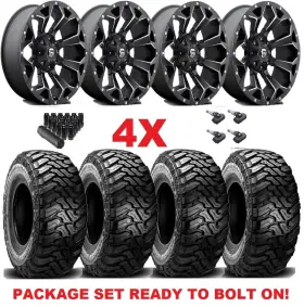 D54618907057us Fuel Off-road 18 Black Milled Wheel Tire Package Assault Tundra Ram