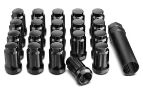 Gl-c12x1.25 Gaemi M12x1.25 Lug Nuts 12x1.25 Spline Black For Silver