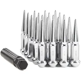 Gsh10125s16 Gasupply 16pcs 10x1.25 Chrome Spike Lug Nuts M10 Bulge Acorn 14mm Hex Socket Key