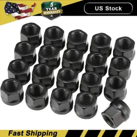 Wh-ln12un138bk20-dp1 Gearzaar 20 Pcs Black Bulge Acorn Wheel Lug Nuts 1/2-20 Closed End 1.38 Inch Tall 3/4 Hex Ue
