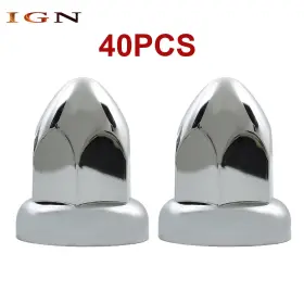 Ign2016528 Genrics 33mm Abs Chrome Plastic Push-on Bullet Flanged Lug Nut Covers For Semi Trucks