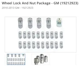19212923 Gm New Oem Wheel Lock And Nut Package - 2010-2013 Cadillac Srx / Buick