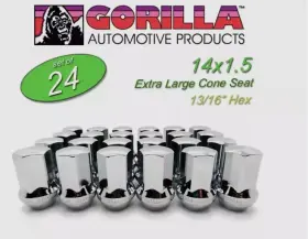 61148fs Gorilla 194933185948 24pc. Lug Nuts Factory Style Bulge 14mm X 1.50 Chrome