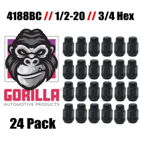 41188bc Gorilla 1/2-20 Heat Treated Black Lug Nut