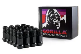 45038bc-20 Gorilla 20 Lugnuts 12mm X 1.50 Black Chrome Open End