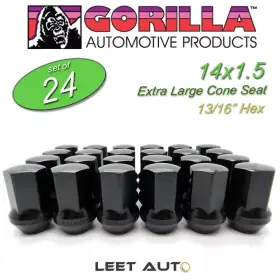 61148fsbc Gorilla 24 Lug Nuts Factory Style Bulge 14mm X 1.50 Black 14x1.5
