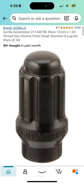 21134etbc Gorilla Automotive 6-lug Kit Black Chrome Finish 12mm X 1.50 Pack Of 24