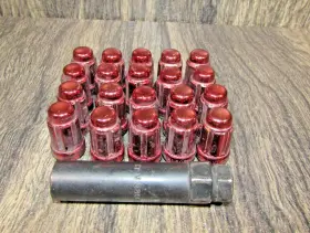 21138rd Gorilla Automotive 20 Spline Tuner Lock Acorn Red Lug Nuts With Key 12mm X 1.50 Rh/t Custom Wheels
