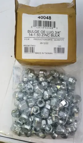 Gorilla Automotive 40048 Lot Of 100 Lug Nuts. Bulge Oe 3/4 Inch -14mmx1.5 Zinc 012619400485